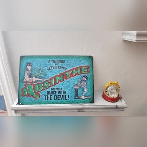 Absinthe green fairy metal sign